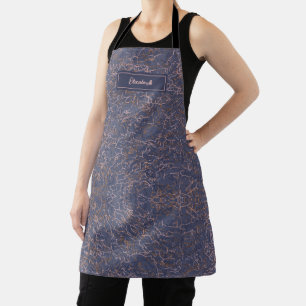 Simple Abstract Thread Art Blue Pattern Apron