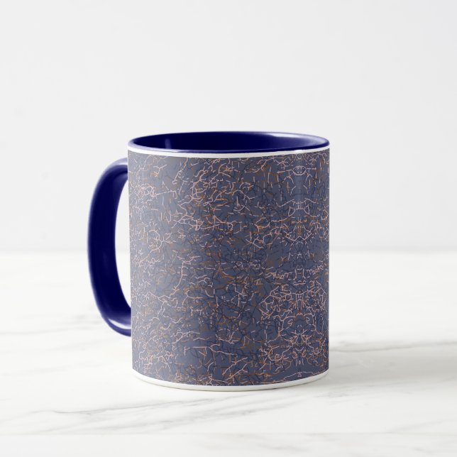 Simple Abstract Thread Art Blue Pattern Mug (Front Left)