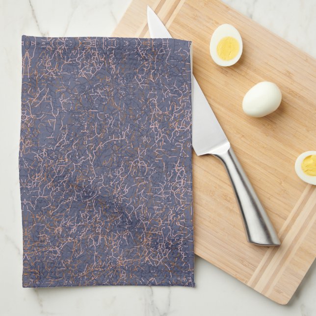 Simple Abstract Thread Art Blue Pattern Tea Towel (Quarter Fold)