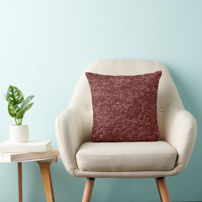 Simple Abstract Thread Art Red Pattern Cushion (Chair)