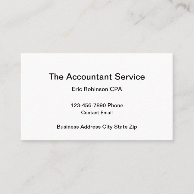 Simple Accountant Business Cards  (Front)