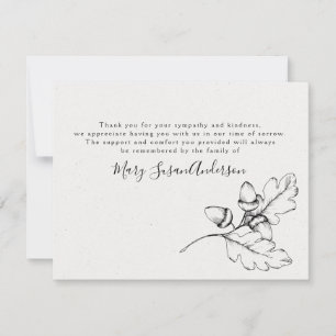 Simple Acorns Funeral Thank You Note Card