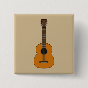 Simple Acoustic Guitar Cartoon 15 Cm Square Badge