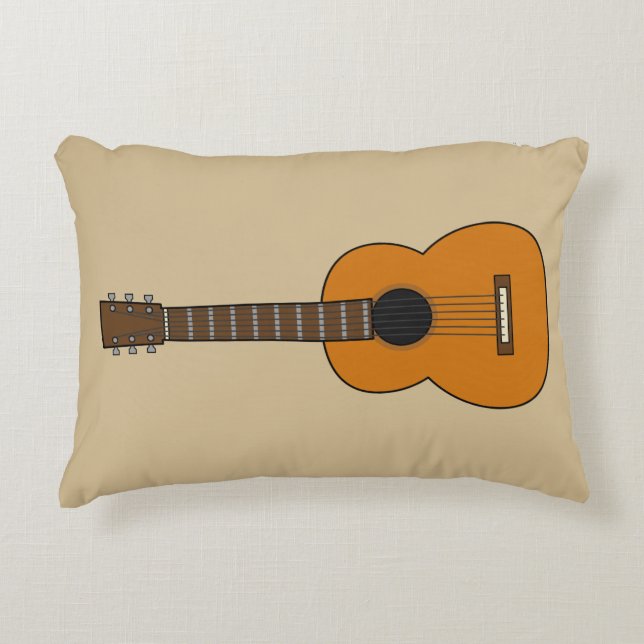 Simple Acoustic Guitar Cartoon Decorative Cushion (Front)