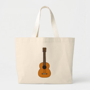 Simple Acoustic Guitar Cartoon Large Tote Bag