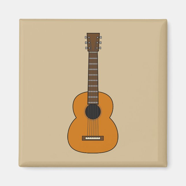 Simple Acoustic Guitar Cartoon Magnet (Front)
