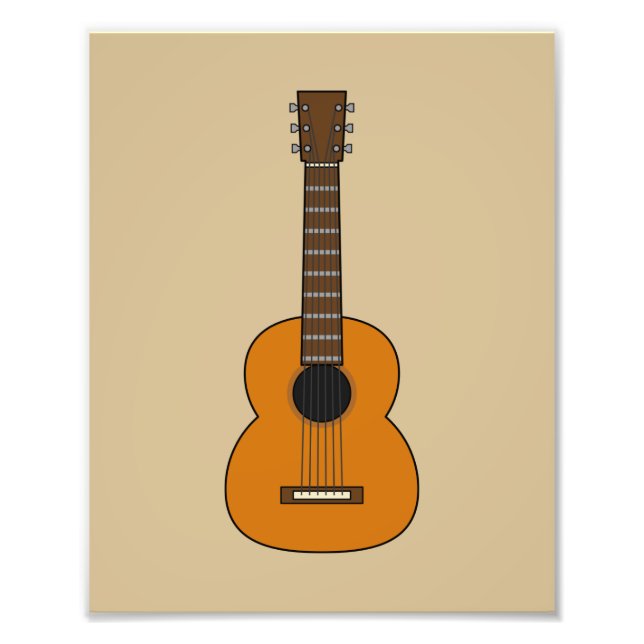 Simple Acoustic Guitar Cartoon Photo Print (Front)