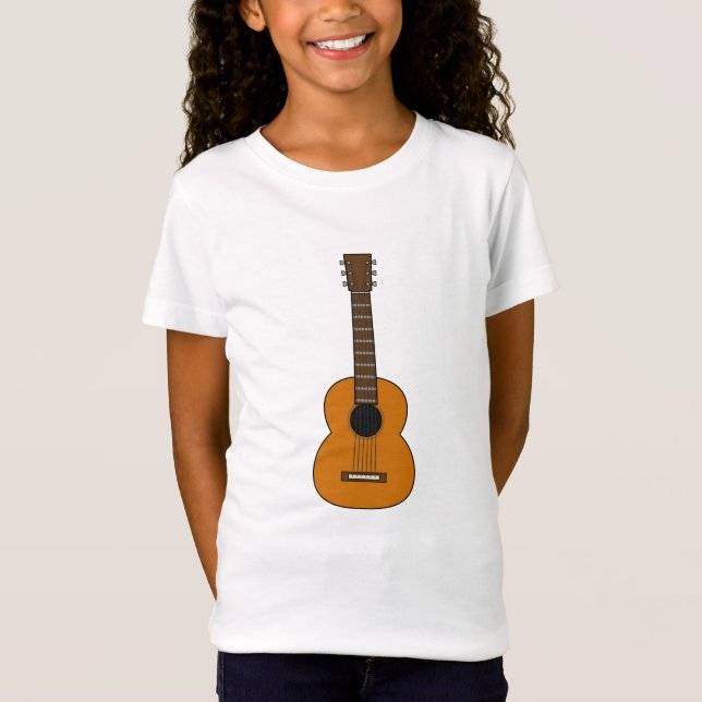 Simple Acoustic Guitar Cartoon T-Shirt (Front)