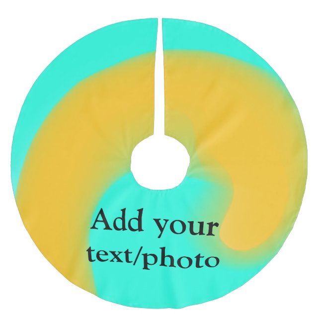 Simple acrylic pour marble add your text name cust brushed polyester tree skirt (Front)