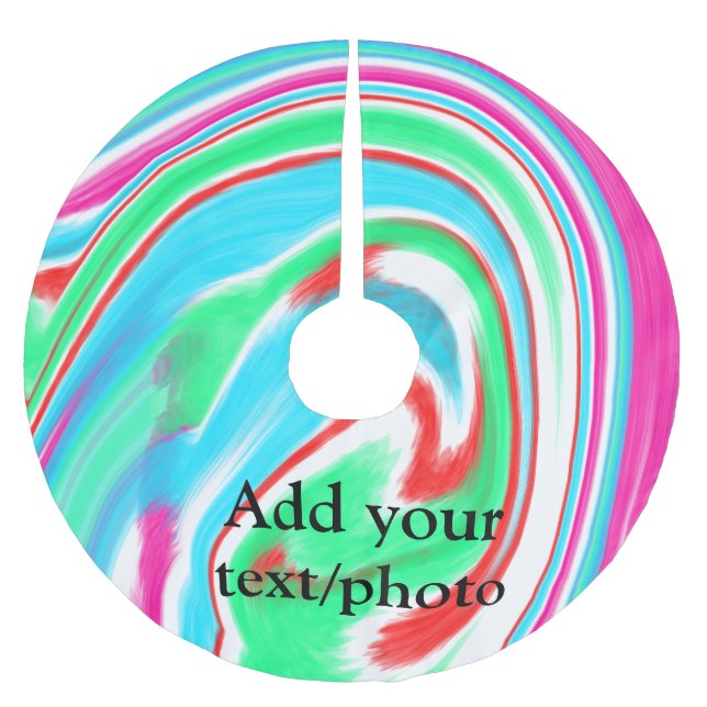Simple acrylic pour marble add your text name cust brushed polyester tree skirt (Front)