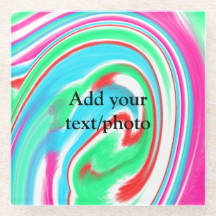 Simple acrylic pour marble add your text name cust glass coaster