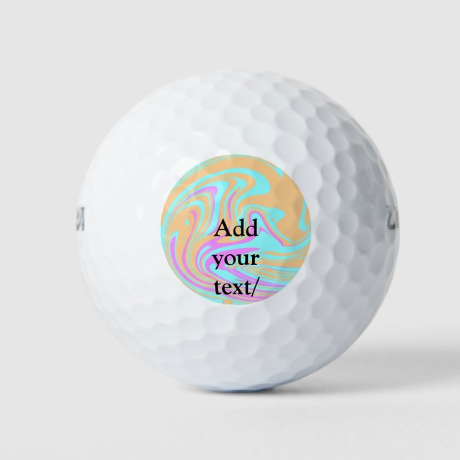 Simple acrylic pour marble add your text name cust golf balls (Front)