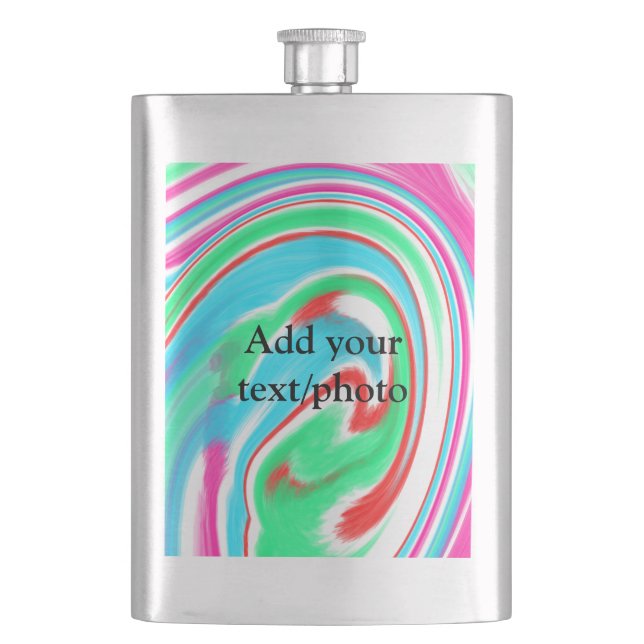 Simple acrylic pour marble add your text name cust hip flask (Front)
