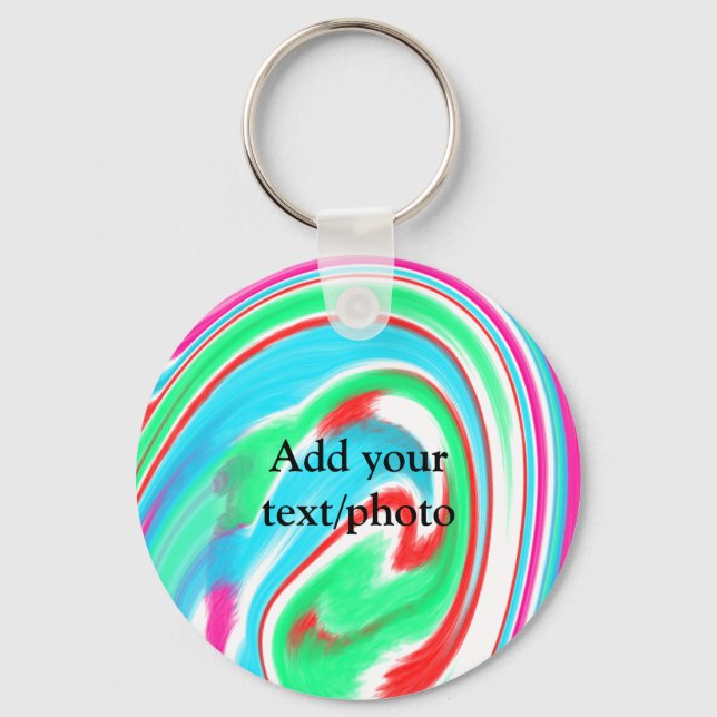 Simple acrylic pour marble add your text name cust key ring (Front)