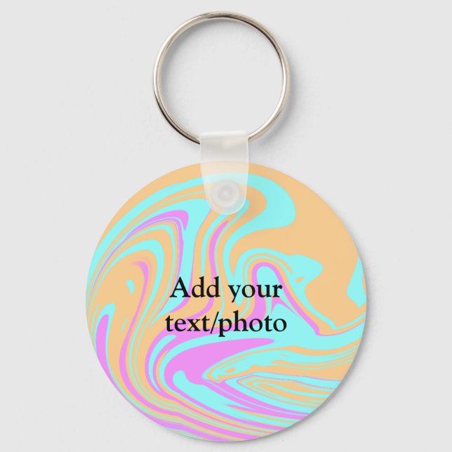 Simple acrylic pour marble add your text name cust key ring (Front)