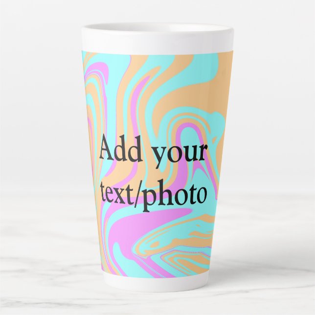 Simple acrylic pour marble add your text name cust latte mug (Front)