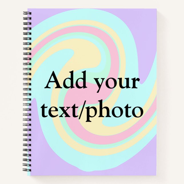 Simple acrylic pour marble add your text name cust notebook (Front)