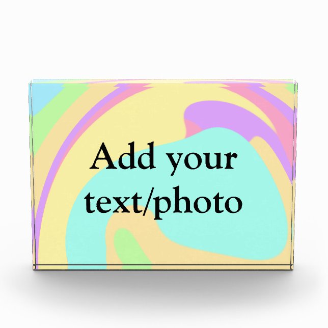 Simple acrylic pour marble add your text name cust photo block (Front)