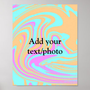 Simple acrylic pour marble add your text name cust poster