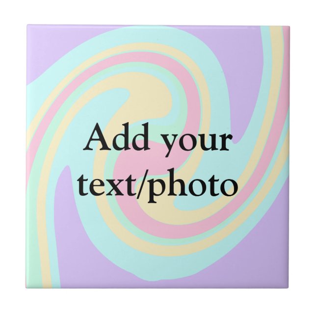 Simple acrylic pour marble add your text name cust tile (Front)