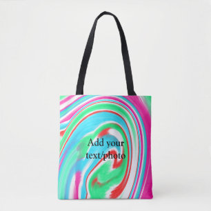 Simple acrylic pour marble add your text name cust tote bag