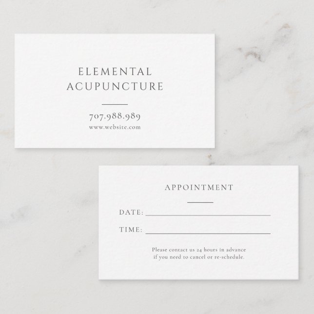 Simple Acupuncture Appointment Card (Front/Back)