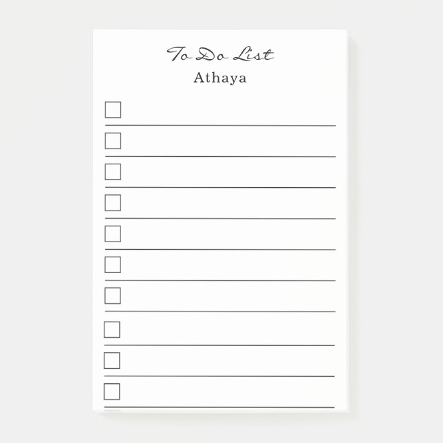 Simple Add Name To Do List Post-it Notes (Front)