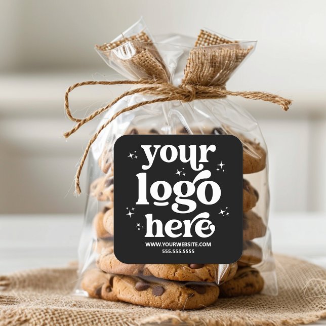 Simple Add Your Logo Promotional Business Branded Square Sticker (Creator Uploaded)