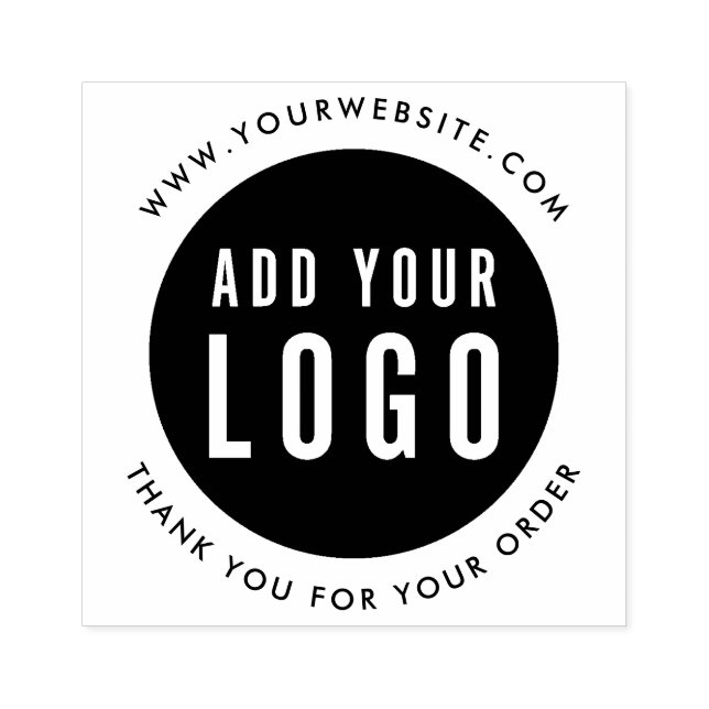 Simple Add Your Logo Website Business Thank You Rubber Stamp (Imprint)
