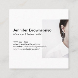 Simple Add your Photo Minimal Square Business Card
