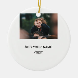 simple add your photo text kids funny holidays fam ceramic tree decoration