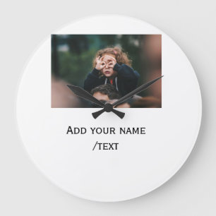simple add your photo text kids funny holidays fam large clock