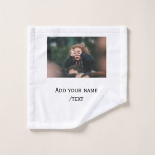 simple add your photo text kids funny holidays fam wash cloth