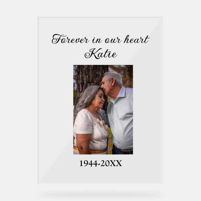 simple Add your photo text memorial keepsake Acrylic Sign (Front)