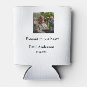 simple Add your photo text memorial keepsake Can Cooler