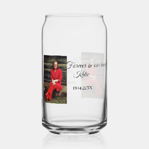 simple Add your photo text memorial keepsake Can Glass