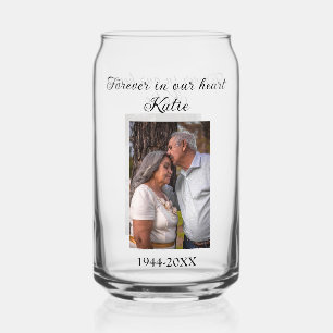 simple Add your photo text memorial keepsake Can Glass
