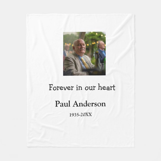 simple Add your photo text memorial keepsake Fleece Blanket (Front)