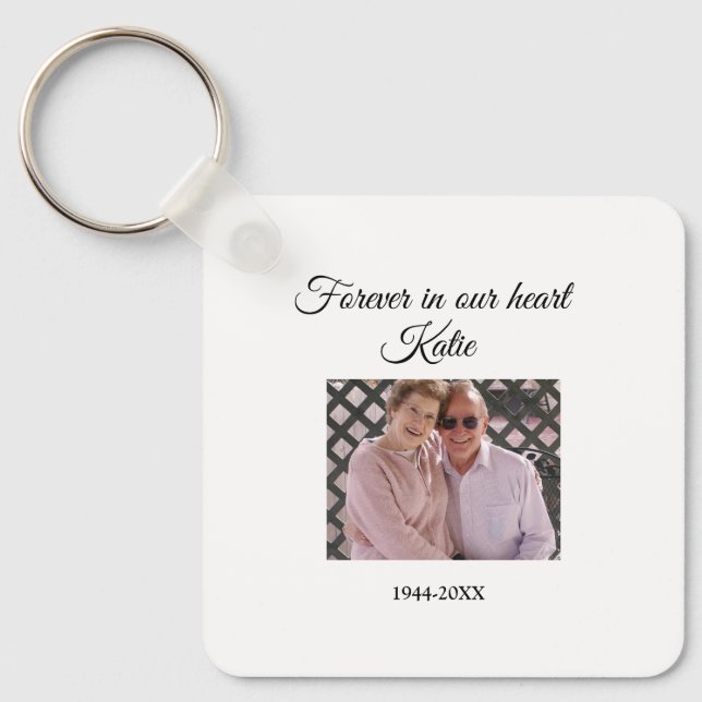 simple Add your photo text memorial keepsake Key Ring (Front)