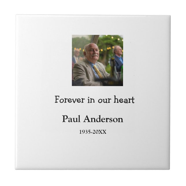simple Add your photo text memorial keepsake Tile (Front)