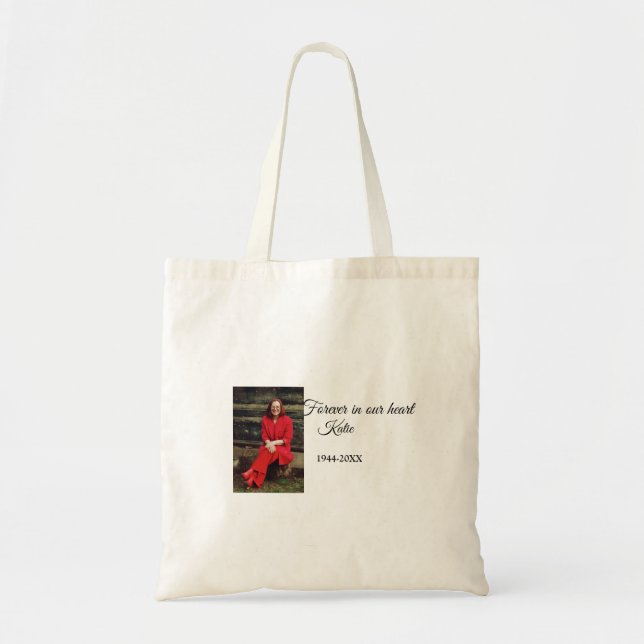 simple Add your photo text memorial keepsake Tote Bag (Front)