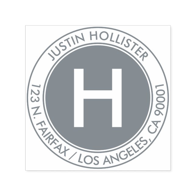 Simple Address & Initial Monogram #2 Self-inking Stamp (Design)