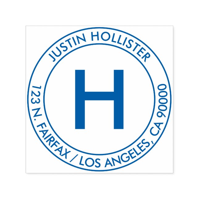 Simple Address & Initial Monogram Self-inking Stamp (Design)