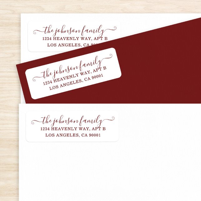Simple Address Label Burgundy on White (Creator Uploaded)