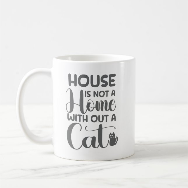 Simple Adorable Cat Modern Bold Love Comfort Clean Coffee Mug (Left)