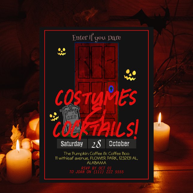 Simple adult dark Halloween Party mysterious door Invitation (Creator Uploaded)