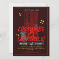 Simple adult dark Halloween Party mysterious door