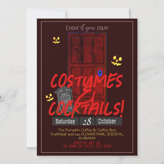 Simple adult dark Halloween Party mysterious door Invitation (Front)