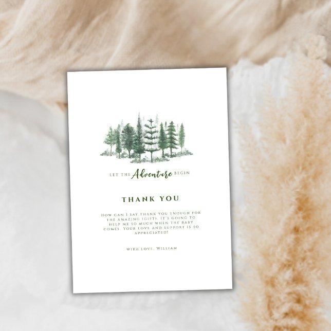 Simple Adventure Begin Rustic Forest Baby Shower Thank You Card (Simple Adventure Begin Rustic Forest Baby Shower Thank You Card)