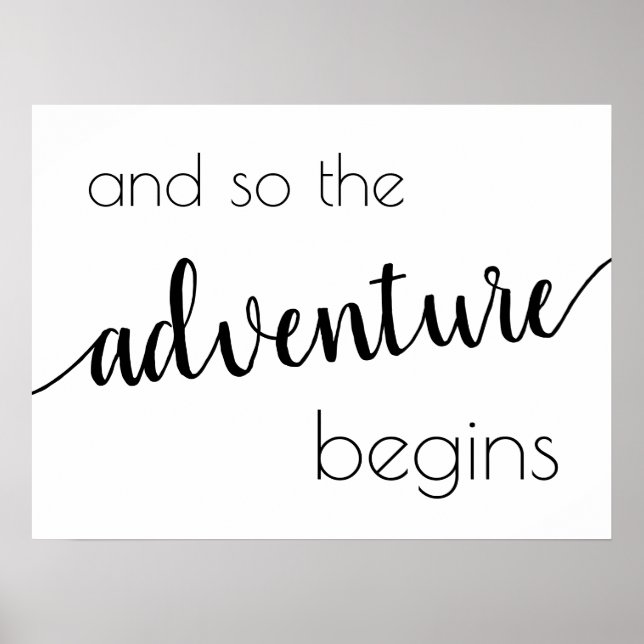 Simple Adventure Begins | Black Script Party Event Poster (Front)